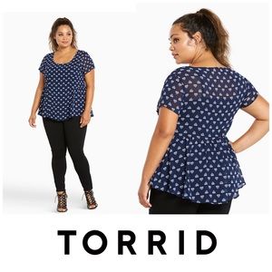 Torrid blue and white hearts sheer top size 3